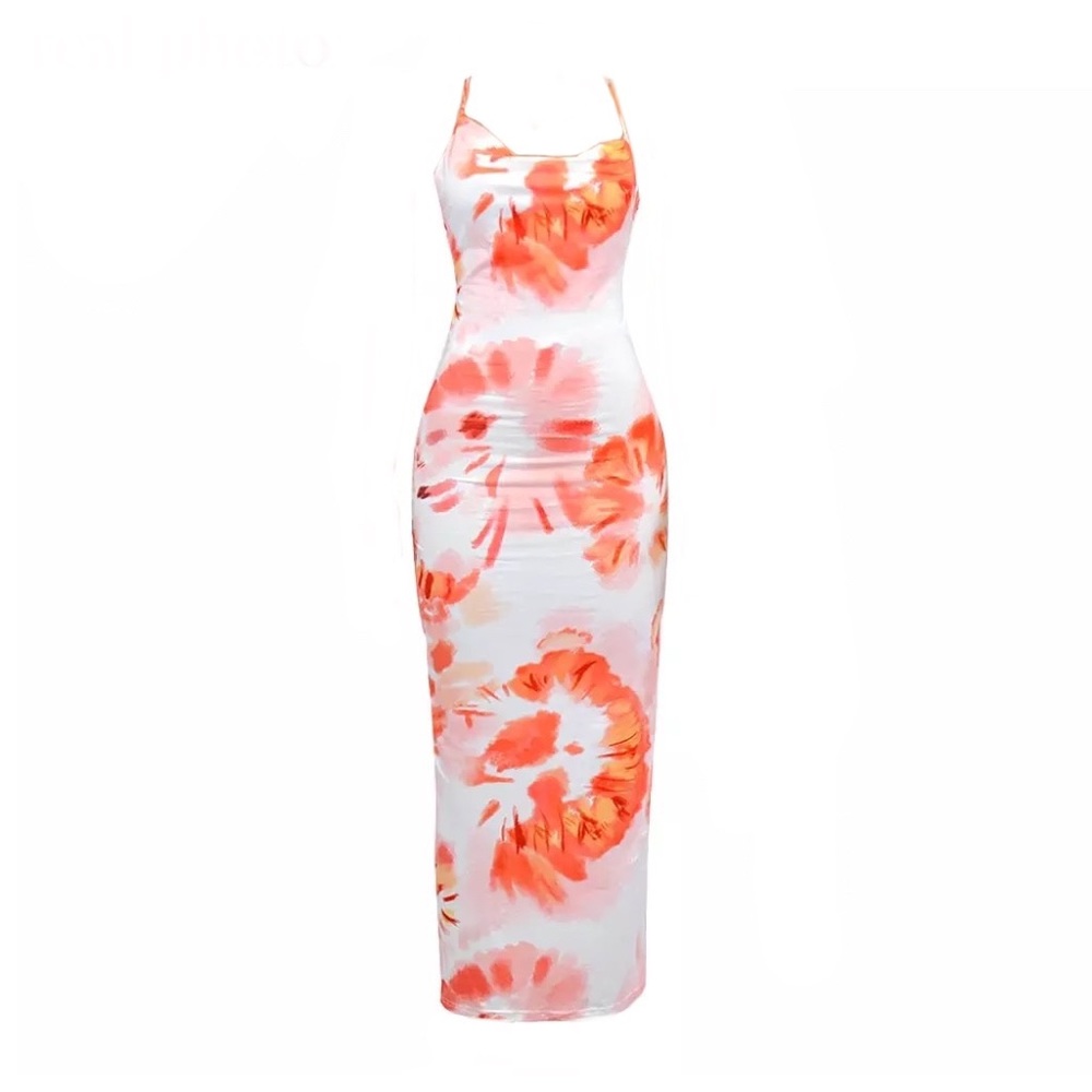 Orange Tie Dye Maxi Dress